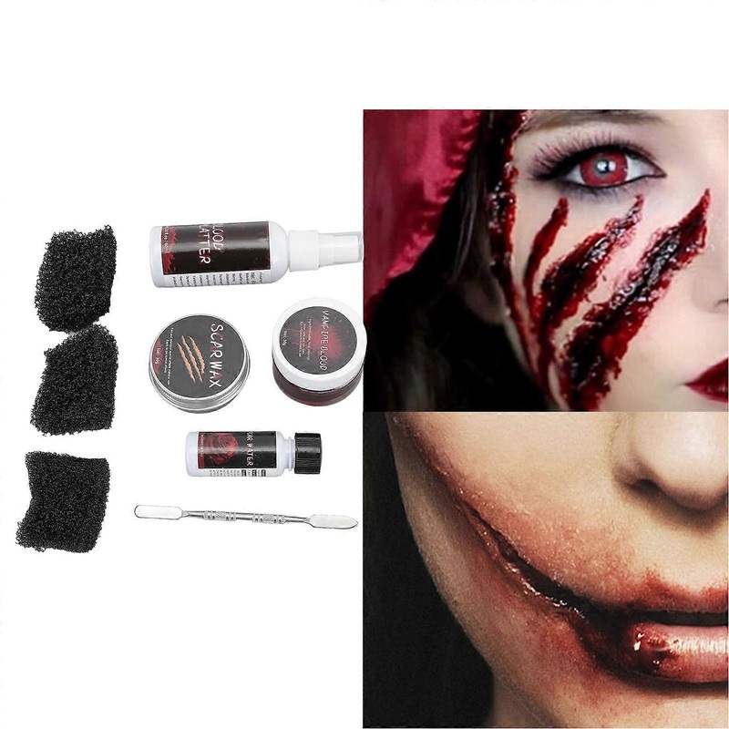 Fake Blood Makeup Kit Spooky Festive Face and Body Painting Kit for Theme Party Carnival Cosplay Festivals