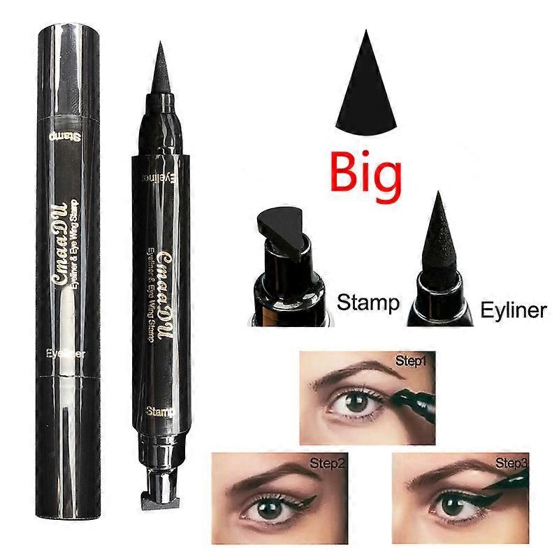 New Double Ended Eyeliner Pencil Waterproof Makeup Wing Shape Black Eye Liner Stamp Cosmetic