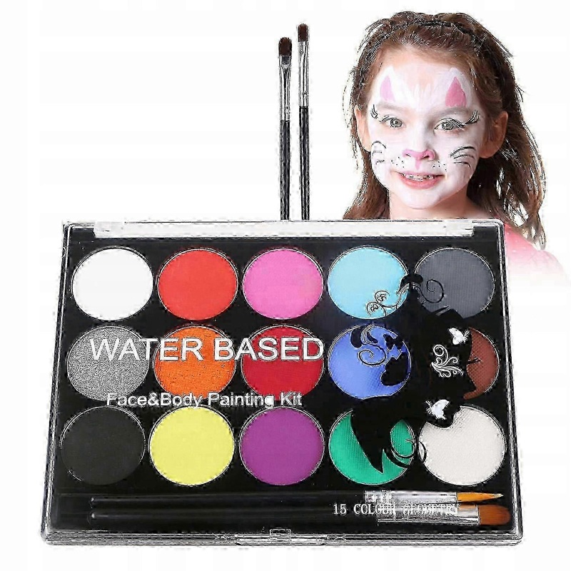 Paints For Body Face Painting 15pcs Face Paints With 2 Brushes hk
