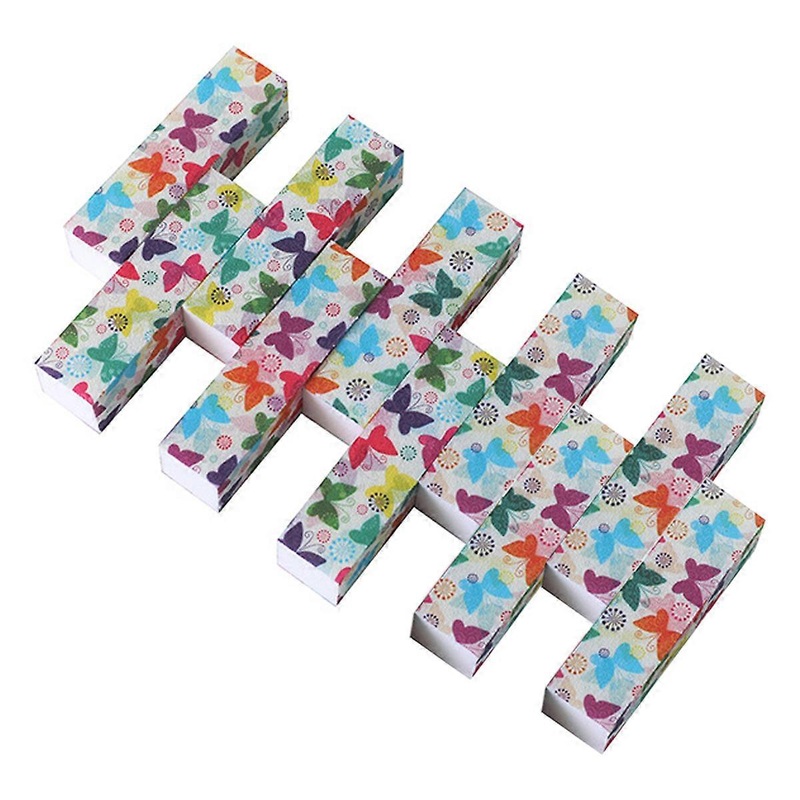 10-pack, Nail Buffer Block for Natural and Acrylic Nails, 4-Sided, Medium Grit Nail File (Pattern) Buttercups