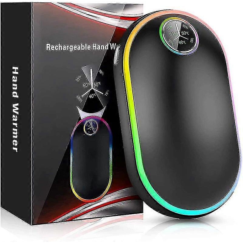 10000mah Hand Warmers Rechargeablewith Lights, 3 Adjustable Heat Levels, Double-sided Long-lasting&quick Heating Portable Warmer, Winter Gifts1pc-blac
