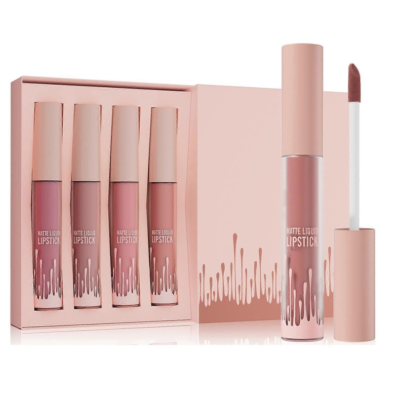 4 Pieces Moisturizing Liquid Lipstick Set Waterproof Lip Gloss Matte Lip Gloss Set Lip Tints for Travel Party