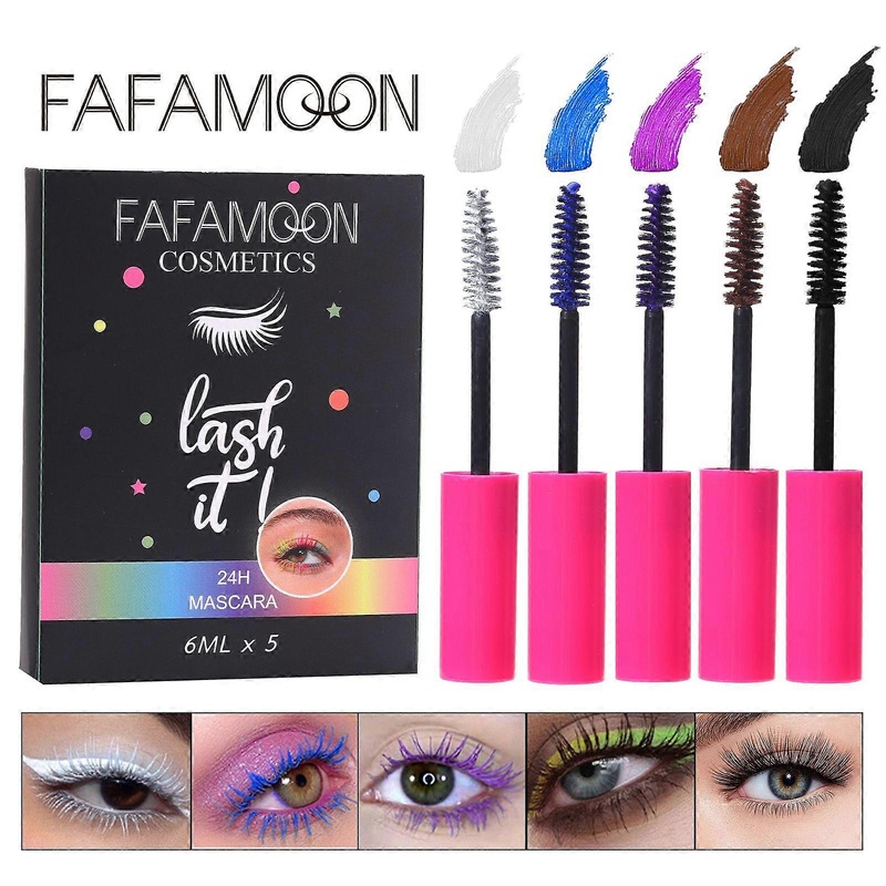 Water pro of 5PCS Colorful Voluminous Mascara SetLengthening, Defining, Curling, Multiplying Formula (Cruelty-Free)-White Black Blue Purple Brown Colo