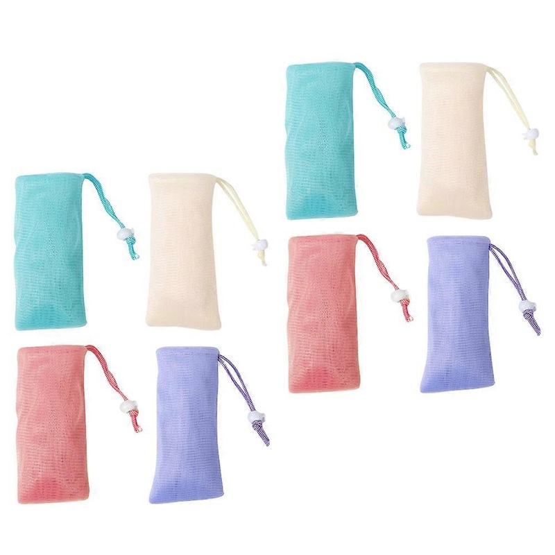 8pcs Mesh Soap Holder Durable Drawstring Exfoliating Pouch For Foaming And Drying For Shower Bath Accessories Slip Design For Soap And Bath Balls