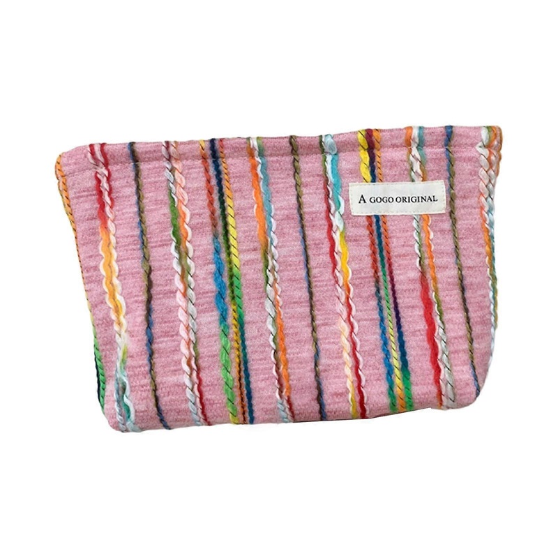 Convenient and Organized Woolen Makeup Bag for Makeup Enthusiasts and Business Professionals  Pink