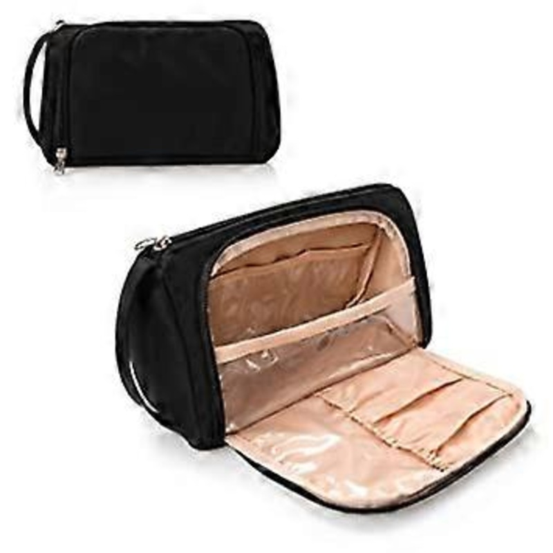 (Oxford Cloth, Black)Small Makeup Bag, Makeup Pouch, Travel Cosmetic Organizer for Women and Girls