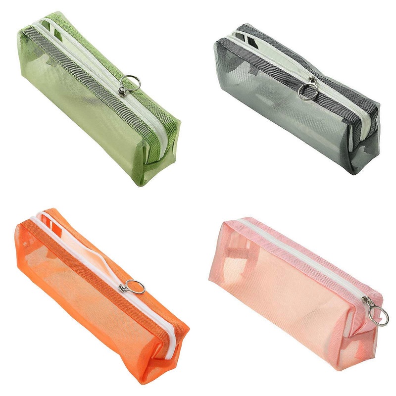 Popular Mesh Pencil Pen for Case Washable Cosmetic Bag Organizer Large Capacity Portable Students Chlid Back to School G  pink