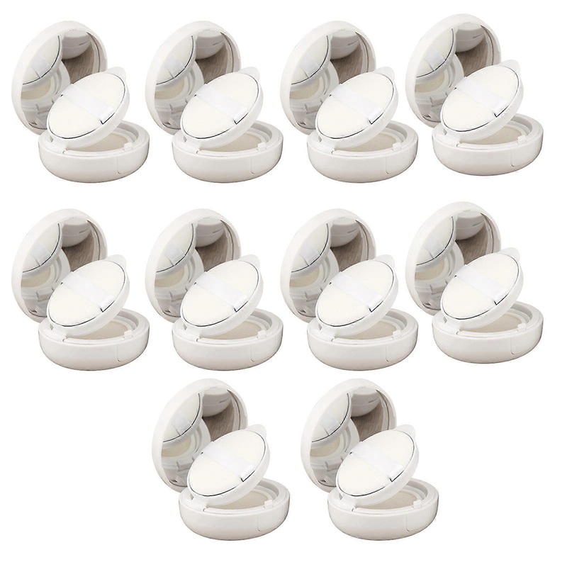 10 Pieces White Makeup Containers 15g Plastic Air Cushions Compact Cases Refillable Empty Box For Creams and Serums  White