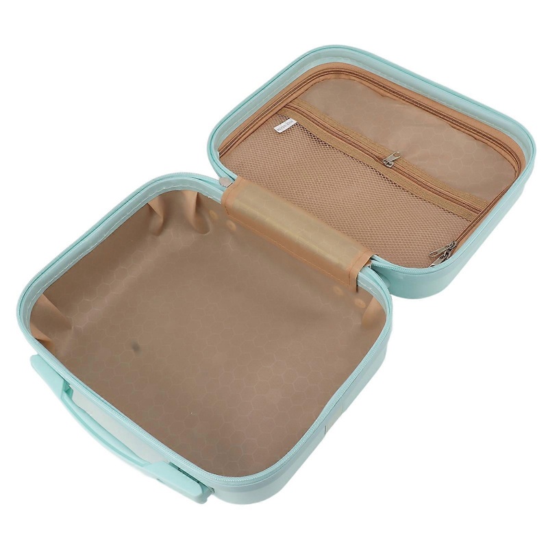 14in Cosmetic Bag Case ABS Delicate Fashionable Travel Toiletry Makeup Bag for Women Girl Greenish Blue
