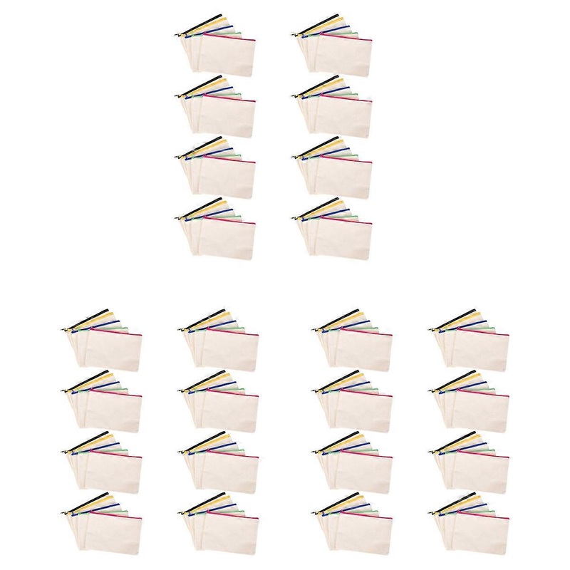 120Pcs Canvas Cosmetic Bag Canvas Zipper Bag Pencil Case DIY Travel Handmade Bag DIY Craft School Mu