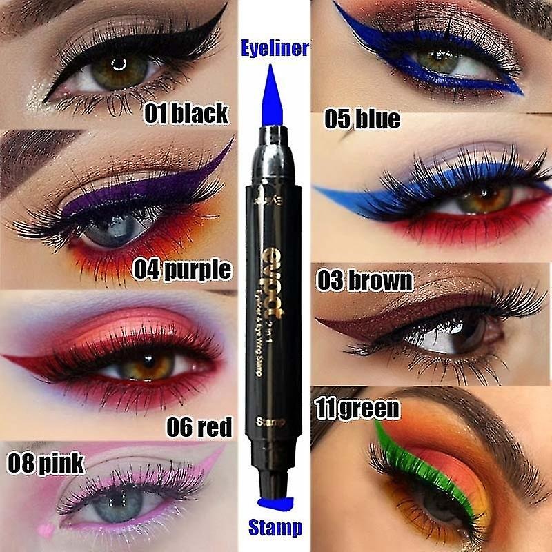 New 8pcs Eye Liner 2 In 1 Eyeliner Stamp Seal Pen Quick Dry Waterproof Eye Pencil Liquid Eyeliner For Women