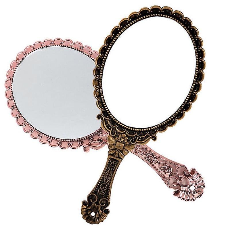 Vintage Makeup Mirror Handheld Mirror for Females 2Pcs Portable Round Mirrors