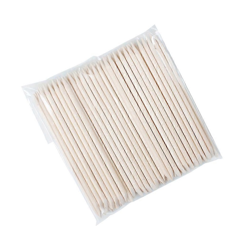 Wooden Nail Cuticle Pusher for Manicure Use Beige Color 100 Pcs Lightweight Nail Art Tool