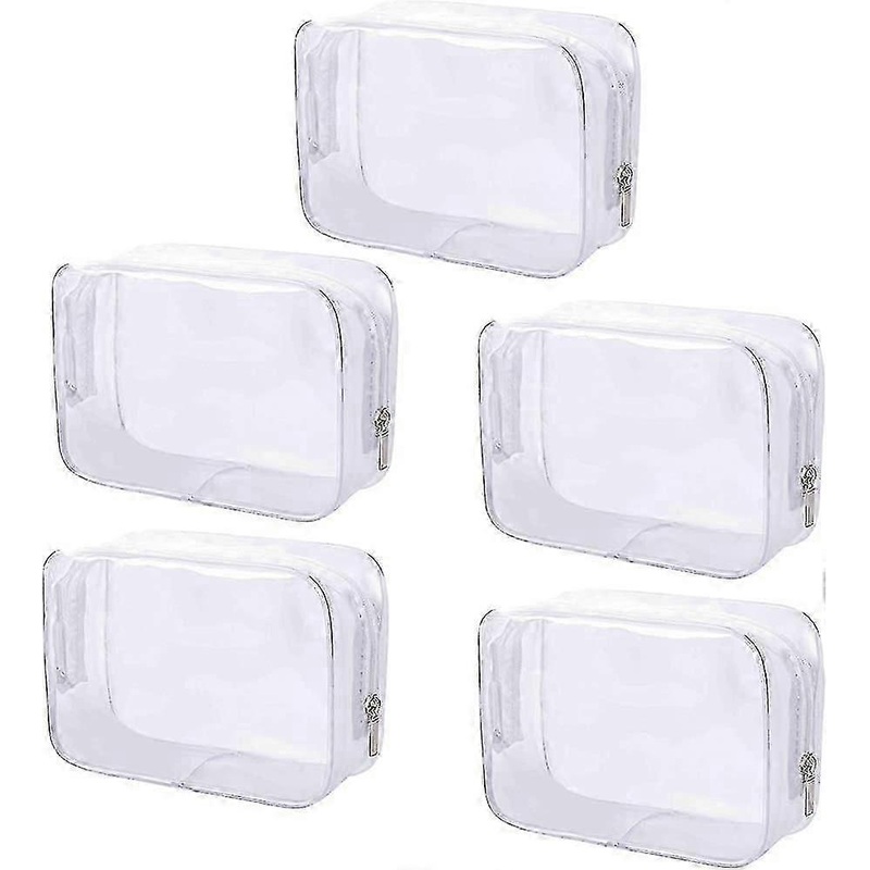 WXHTransparent Cosmetic Bag Pack Of 5 Pvc Toiletry Bags With Zipper Waterproof Gift