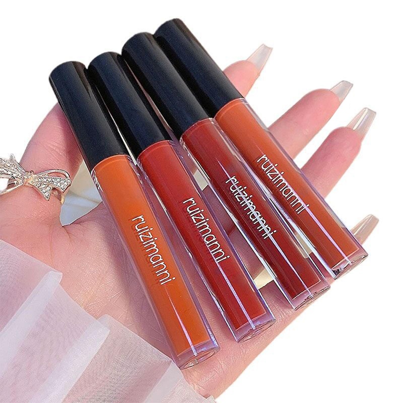 4 Pcs Moisturizing Creamy Lip Gloss Quick-drying Highly Pigmented Lip Gloss For Lady Beauty Lip Makeup