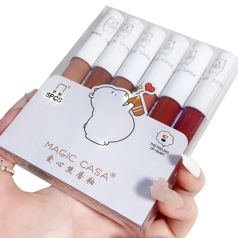 6pcs Matte Mist Non-fading Lips Gloss Smooth Soft Quick-drying Lip Glaze For Women Female Lip Makeup