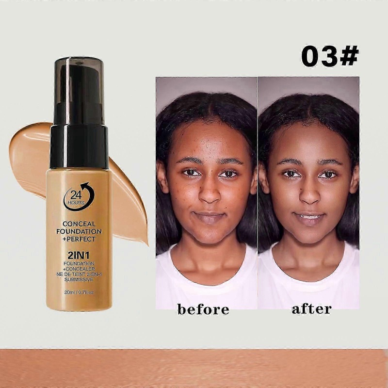 2-in-1 Conceal & Perfect Foundation, Lightweight, Breathable Formula with 24H Sweat-Proof Coverage & Oil Control