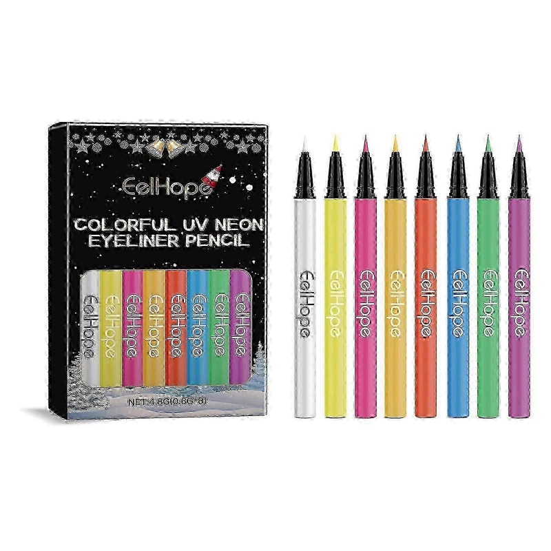 8-Color Set Halloween Neon Uv Liquid Eyeliner Quick-Drying Long-Lasting Eye Makeup Eyeliner