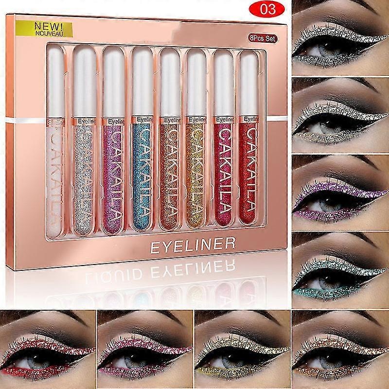 Matte Liquid Eyeliner Set, 8 Colors Liquid Matte Eyeliner Smudgeproof Waterproof Long Lasting Eyeliner Pencils Set
