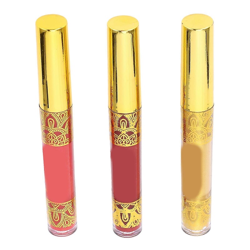 3pcs Glitter Lipstick 2.5ml Long Lasting Wear Non Stick Cup Waterproof Highly Pigmented Yellow Metallic Liquid Lip Gloss Gold 03 06
