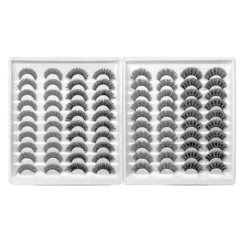 40 Pair 3d False Eye Lashes Wispy  Cross Extension Eyelashes Set False Eyelashes Thick Eyelashes