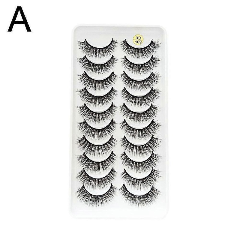 10Pairs Long Cross False Eyelashes Fake Thick Black Eye Lashes Dense