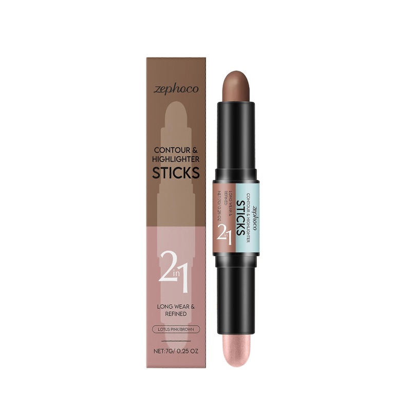 2-In-1 Contour Highlight Bar, Facial Brightening, Smooth And Light, Dual-Head Design, High-Gloss And Contouring All-In-One Stick