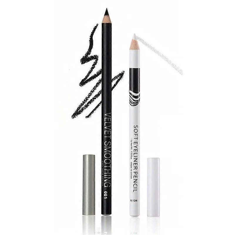 2pcs White and Black Eyeliner Pencil Waterproof Dual Use Eye Makeup Hard Eyebrow Pencil Long Lasting Smudge-Proof