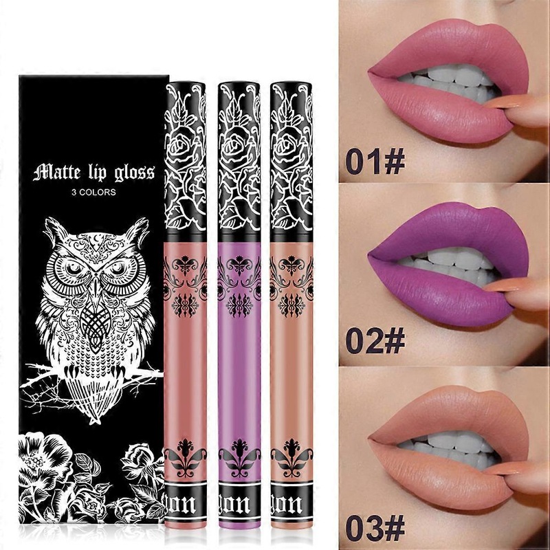 3 Color Lipstick Set Matte Non Stick Cup Lip Gloss Long Lasting Lip for Girls Women Makeup Gift