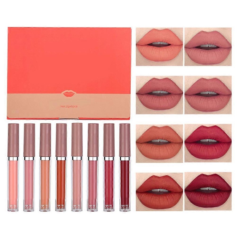 8 Color Matte Liquid Lipstick Non Stick Cup Lip Gloss Makeup Long Lasting Lipstick Cosmetics