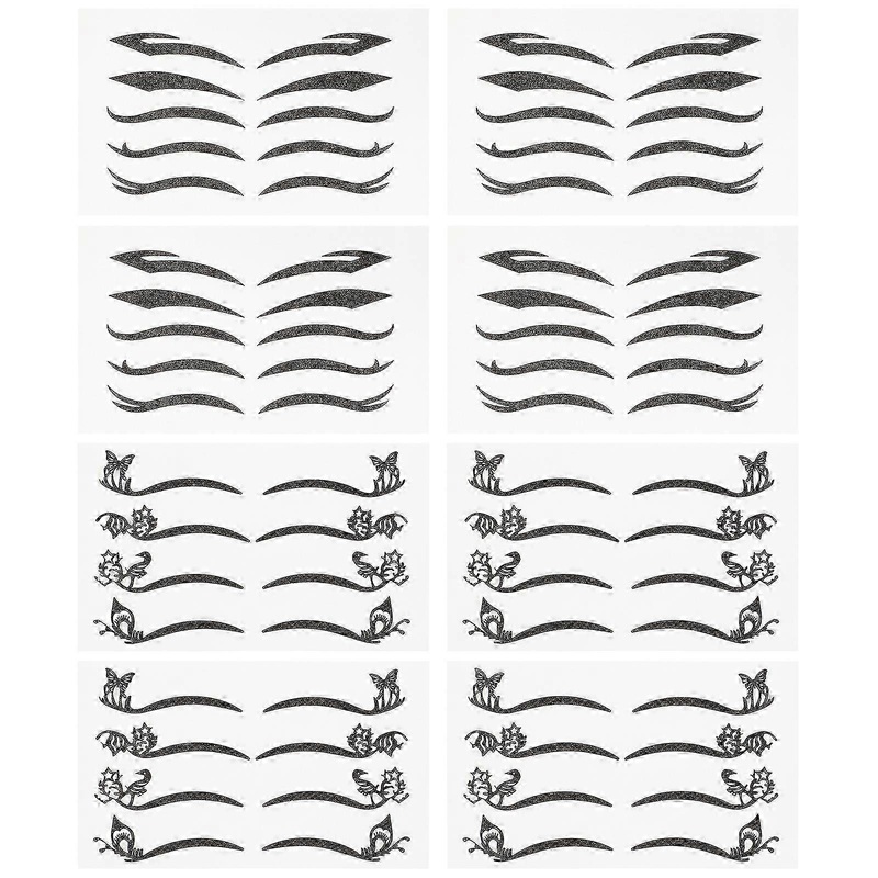 80 Pairs Temporary Eye Tattoos Stickers Thick Eye Line Decals Makeup Tool