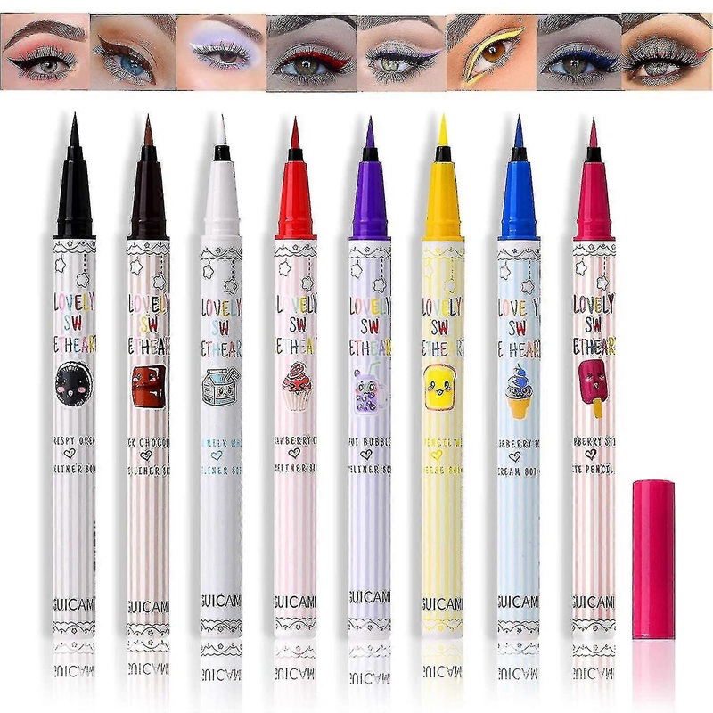 8 Pcs Colors Matte Liquid Eyeliner Set, Colorful Eyeliers Pencil Waterproof Eyeliner Liquid Pen