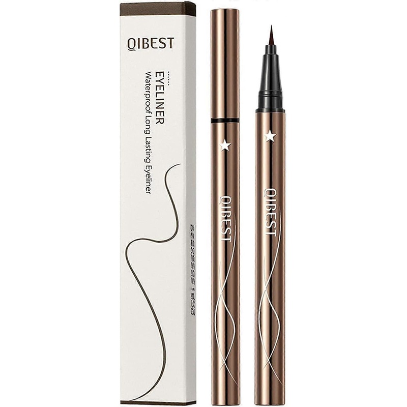 Ultra-fine liquid eyeliner is smooth and durable, quick-drying eyeliner for beginners, waterproof, durable eyeliner, 4 ml brush set