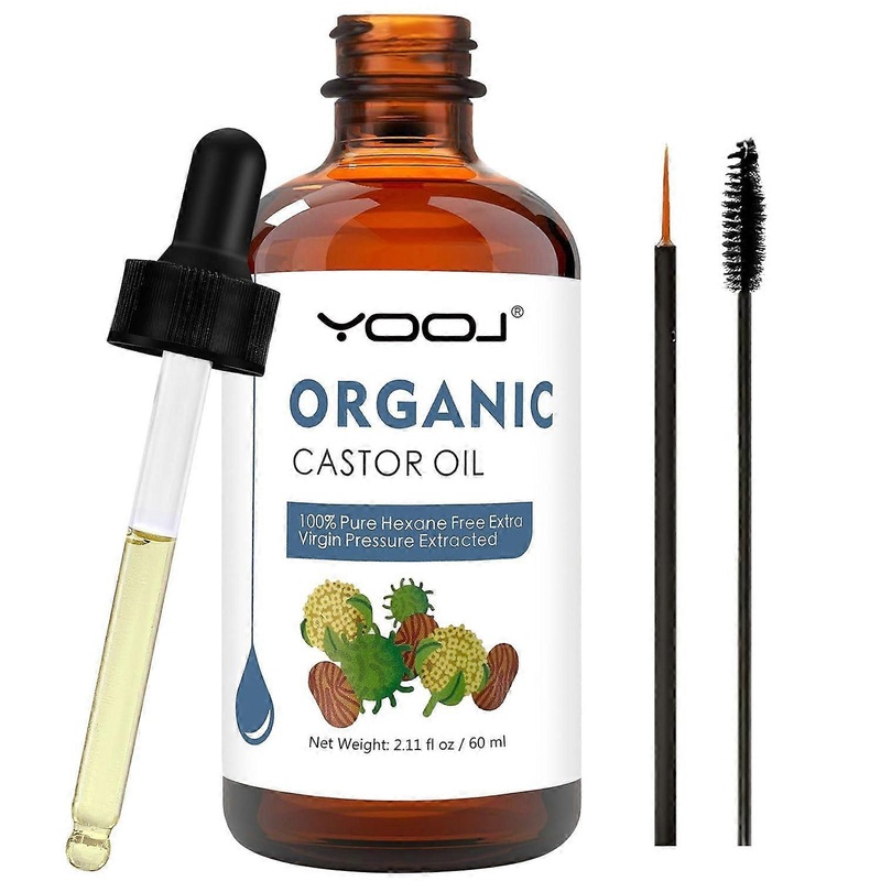 Organic Castor Oil, 100% Pure, Glass bottle, Cold Pressed Unrefined,Stimulate Growth for Eyelashes, Eyebrows, Hair. Lash Growth Serum