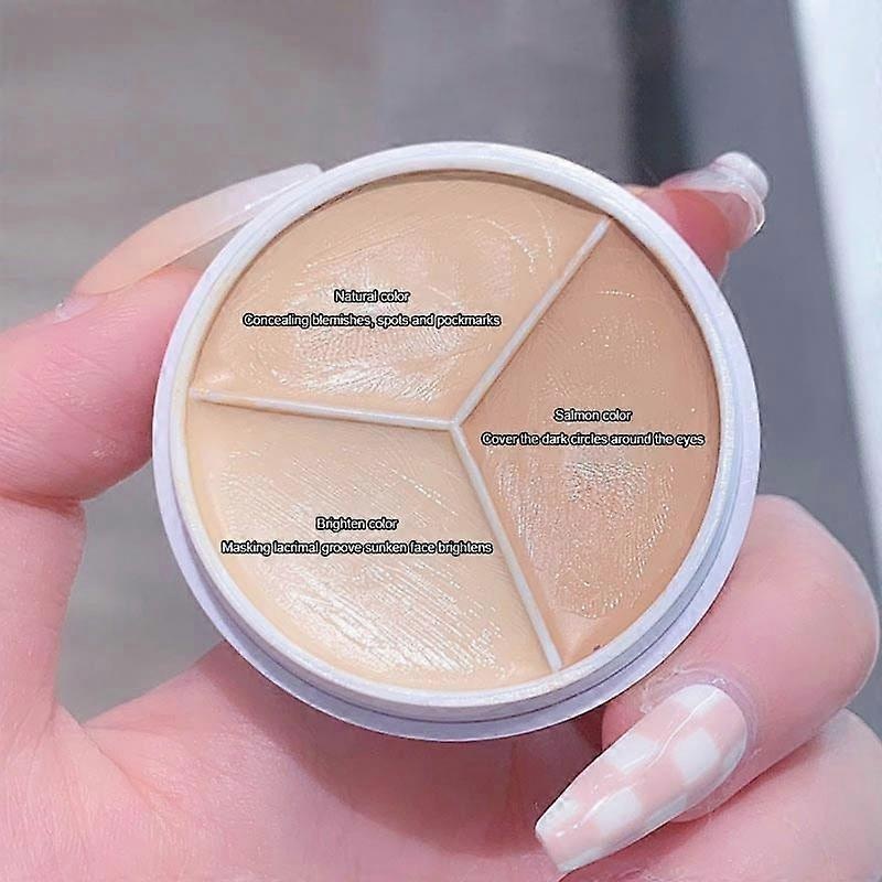 3-Color Concealer Cream Palette Brighten Covers Dark Circles Spots Waterproof Long Lasting With Brush Face Makeup Cosmetic