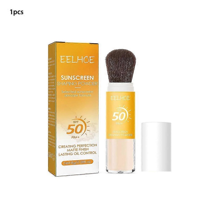 New Sunscreen Setting Powder, Spf 50 Pa++, Mineral Sunscreen Brush Powder, Oil Control Natural Matte Finish, Long Lasting Lightweight Breathable