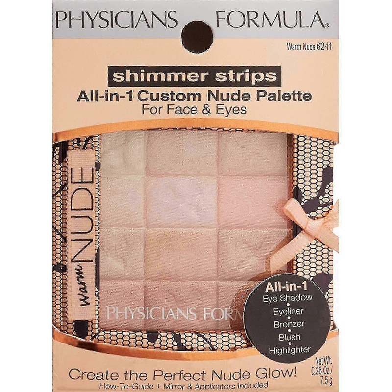 Physicians Formula Shimmer Strips Custom All-in-1 Nude Palette For Face & Eyes, Warm Nude, 1 Ea