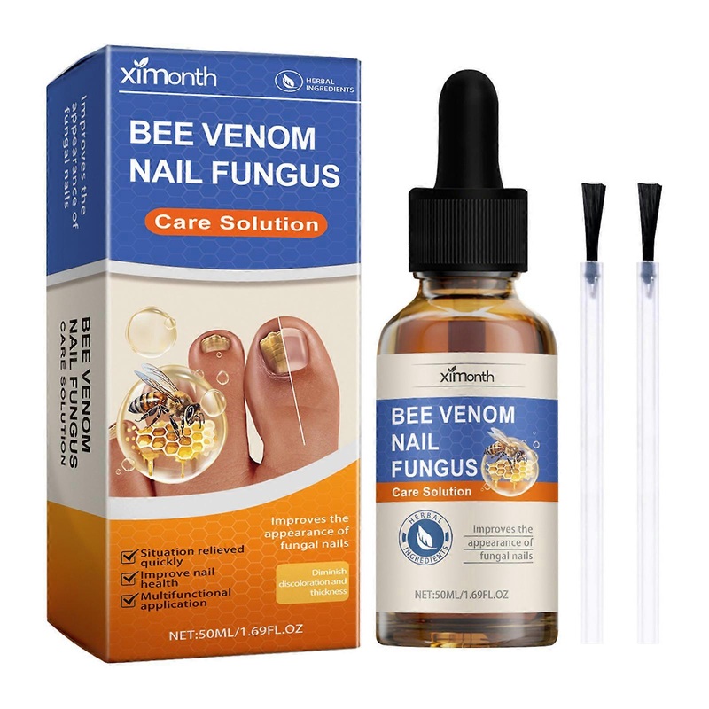 1-3pcs Bee-Venom Nail-Fungus Treatments Solution 7 Days Toenail Fungals Treatments Serum with Nail Brush Nail Care