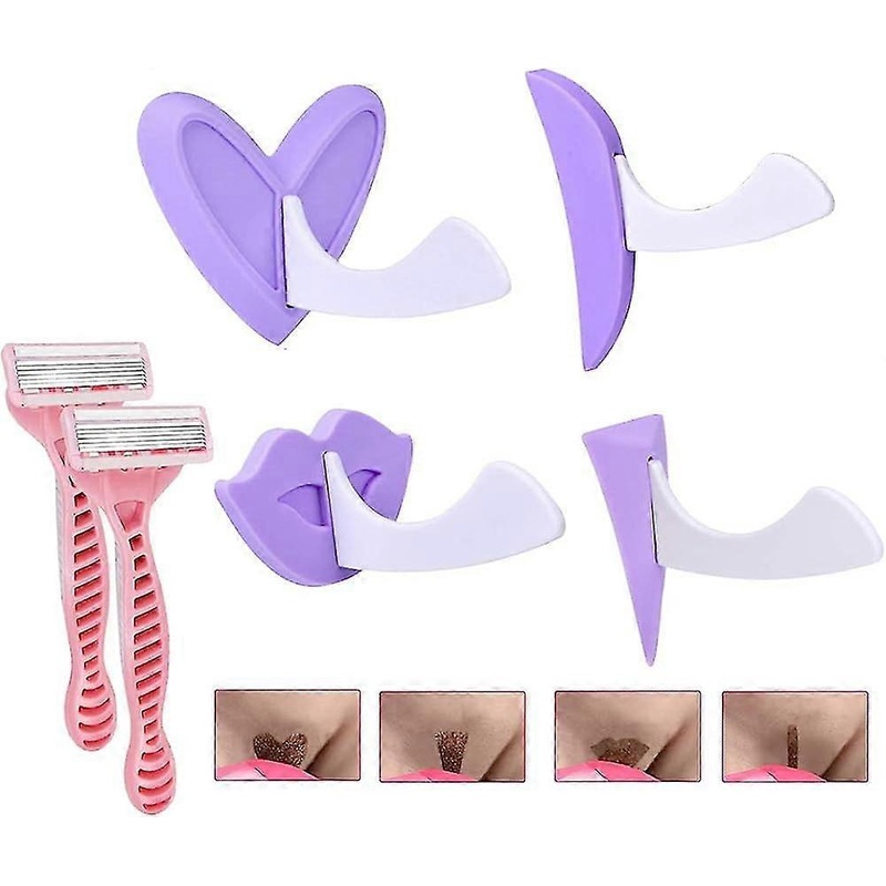 way Portable Bikini Trimmer Women Hair Removal Shaving Stencil Privates Shape Secret Intimate Tools Kit, Styles of 4 (Purple)