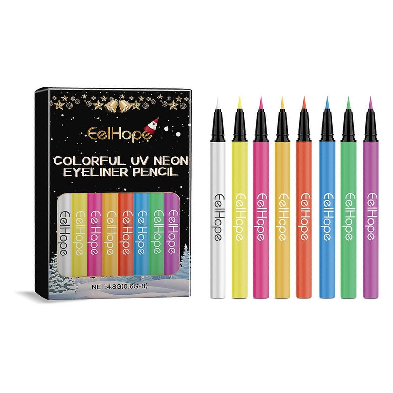 8-Color UV Neon Liquid Eyeliner Set | Quick-Drying, Long-Lasting, Vibrant Colors for Halloween & Christmas Party Makeup | Face & Body Art with Precisi