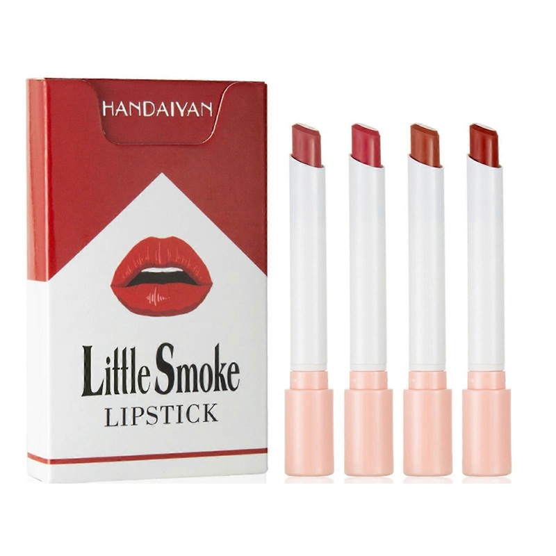 4Pcs Little Smoke Matte Cigarette Lipstick Lipgloss Sets for Women Lip Stain Long Lasting