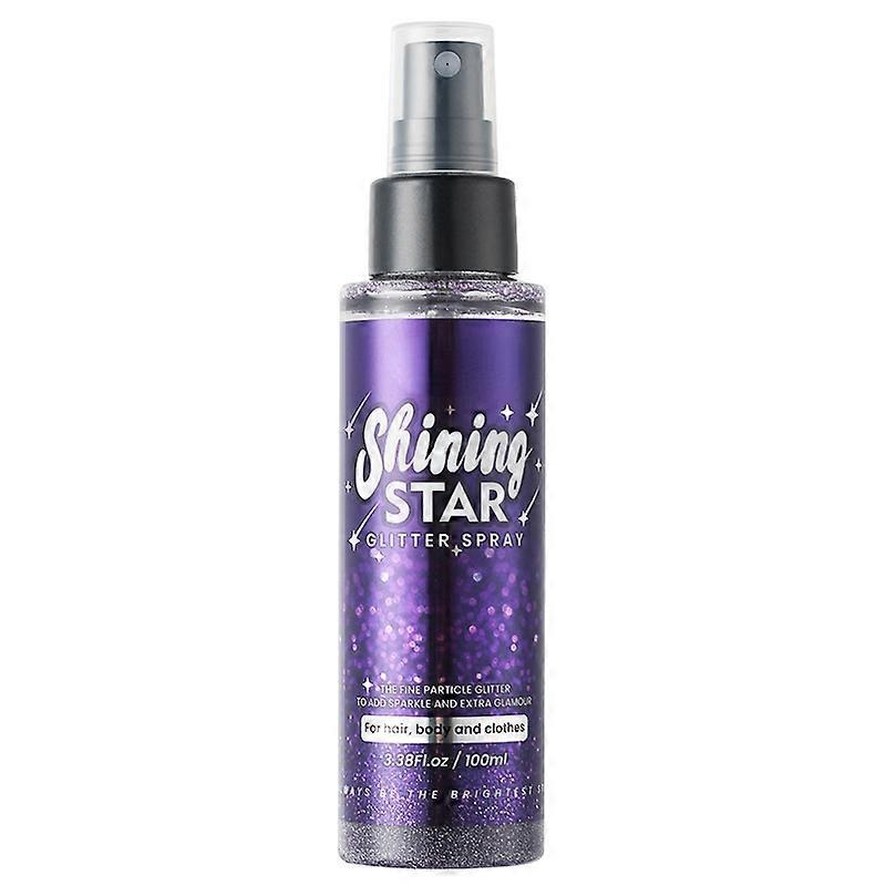 Shiny Glitter Spray, Purple Body Glitter Spray, Glitter Spray for Hair and Body, Waterproof Long-Lasting Body Shimmer Spray for Stage Makeup Prom