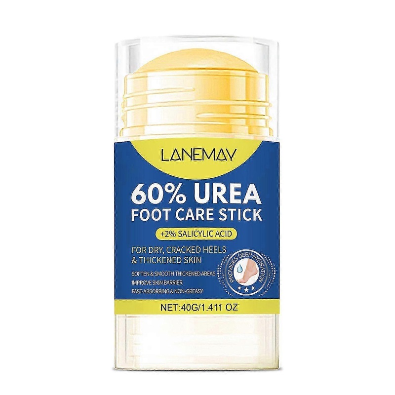 Urea Cream Stick 60% plus 2% Salicylic Acid, Foot Balm Stick Softening for Cracked Heels, Calluses and Rough Skin, Portable Foot Care No-Mess Applicat