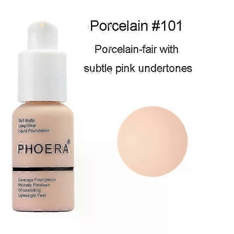 Phoera 2pcs/set Liquid Coverage Foundation Facial Base Cream for Brightening Moisturizing Mineral Full Cover Concealer Makeup