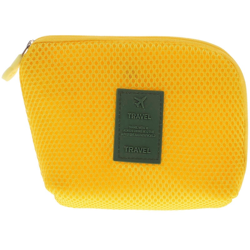 Universal Shockproof Charger Cable Organizer PC Supplies Mouse Storage Case Phones Earphones Travel Pouch Small Size (Yellow)