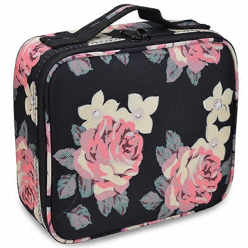 Waterproof Travel Makeup Bag with Detachable Compartments – Portable Cosmetic Organizer (Flower)