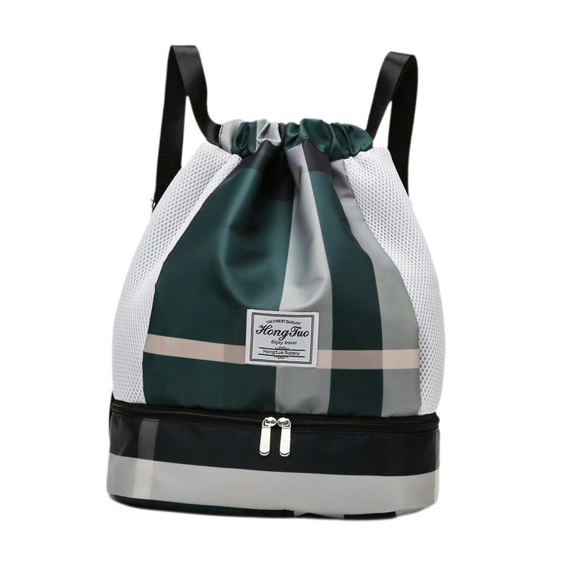 Women Gym Backpack Portable Beach Dry and Wet Separation Swimming Bag Green
