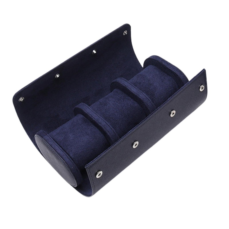 ,3 Slots PU Leather Case Organizer for Storage and Display Leather Travel Blue