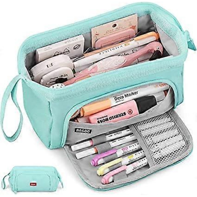 Trousse Scolaire Trousse  Crayons de Grande Capacit Sac  Crayons cole Trousse  Maquillage pour Filles Garons tudiants, Bleu