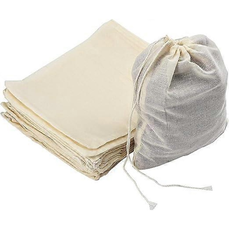 100% Cotton Tissue Bag 30 Pack 18x20cm, Reusable Baptism Candy Bag with Drawstring for Wedding Birthday Party, White Filter Bag for Kitchen, Jam Makin